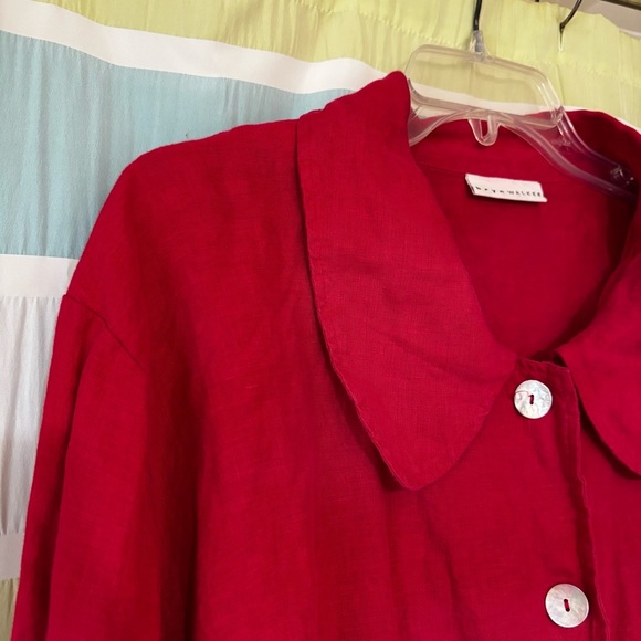 bryn Walker Linen Jacket Peter Pan Collar Bell Sleeve Sz Medium - Picture 4 of 12